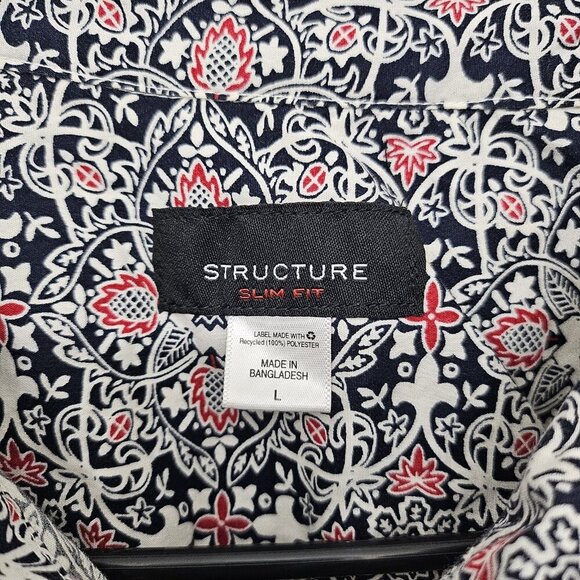Structure Flower Pattern Men's Short Sleeve Slim Fit Summer Shirt Size Large - Picture 6 of 7
